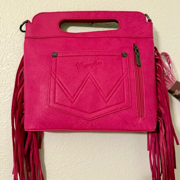 Wrangler Embroidered Fringe Hot Pink Tote/Crossbody *NEW Package* - Picture 2 of 5